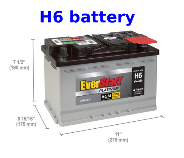 H6 battery Dimensions