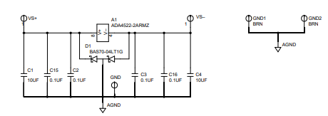 EVAL-ADA4522-2ARMZ Schematic, Power Supply Pins