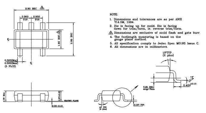 5-Pin Thin SOT-23 (D5)