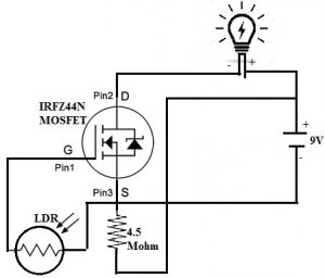 Light-Activated Switch Circuit with MOSFET
